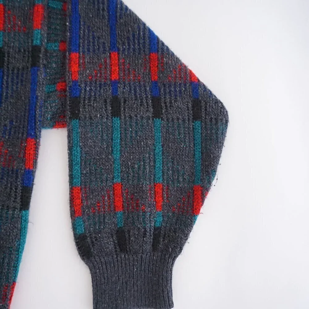 Vintage '80S Jantzen Gray 3D Biggie Eclectic Cosby Coogi Chunky Knit Sweater XL - Picture 9 of 9